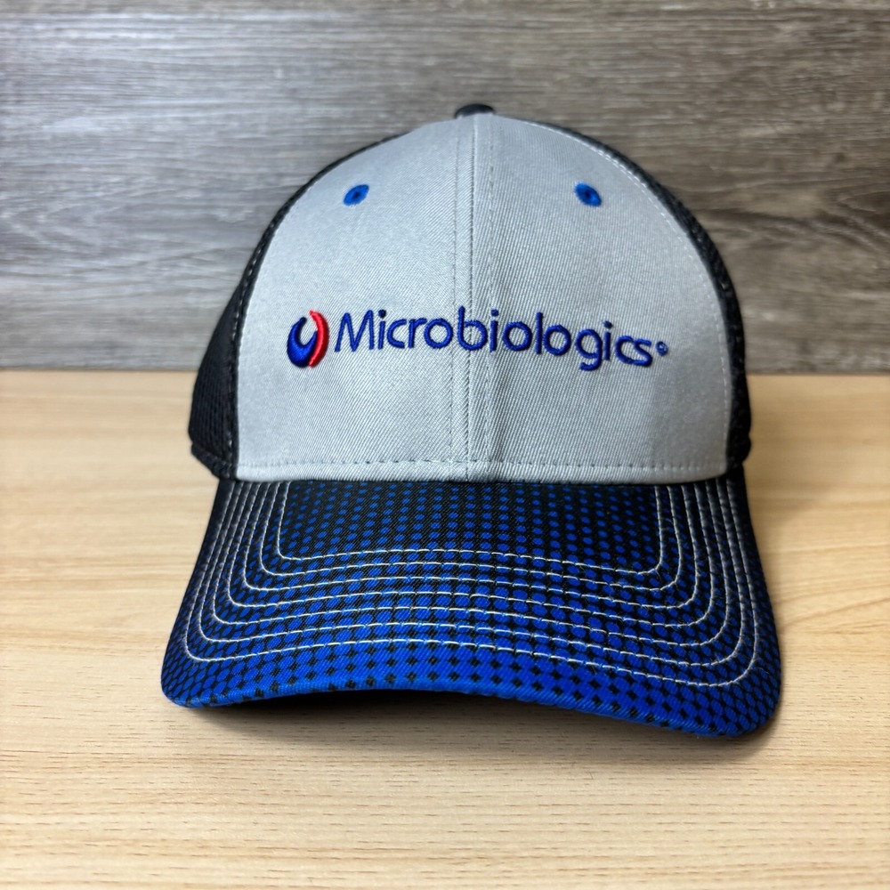 Microbiologics Hat Cap Strap Back Gray Black Blue Adjustable